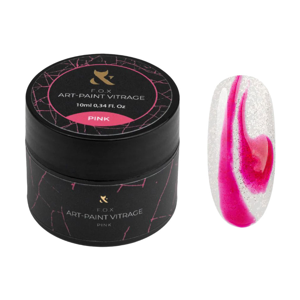 Вітражна гель-фарба для нігтів F.O.X Art-Paint Vitrage, Pink, 10 мл
